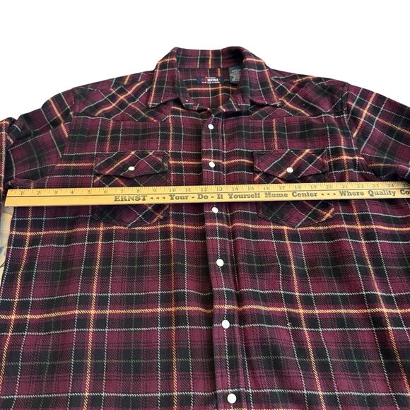 Vintage XL‎ tall Red Green Five Brother Thick Cotton Button Flannel Shirt - USA - Picture 7 of 11